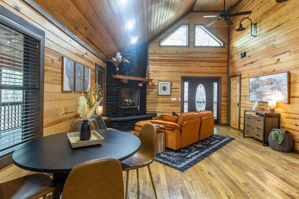 Cinnamon Spice Living Room Fireplace View