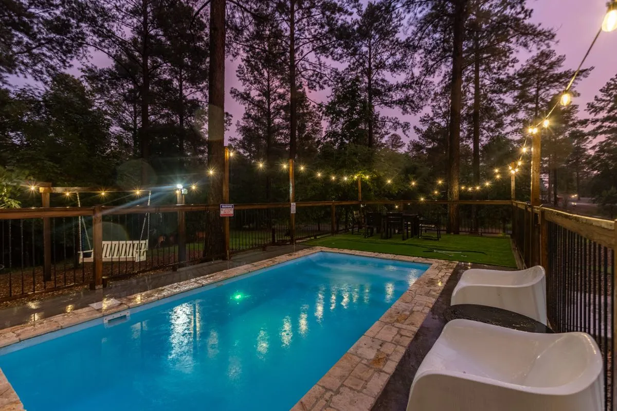 Rum N Raisin Backyard Pool Night Close