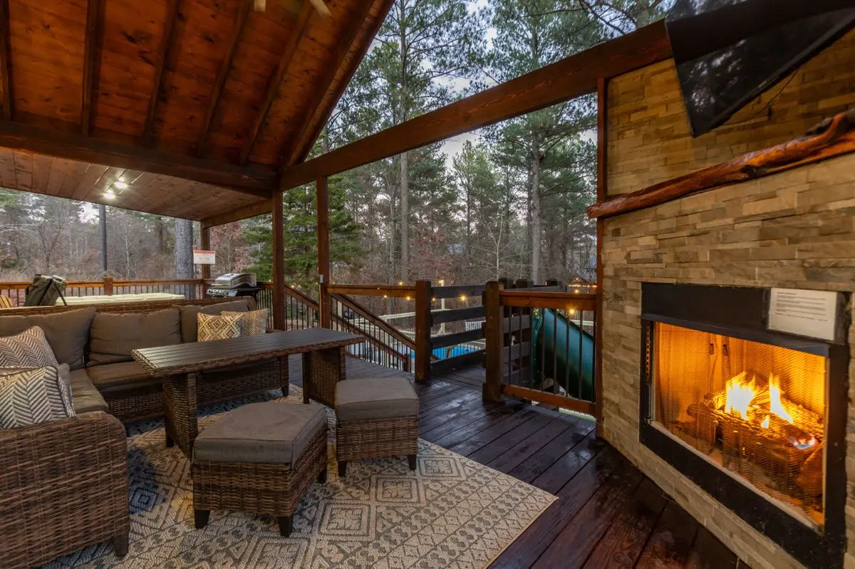 Rum N Raisin Backyard Deck Fireplace